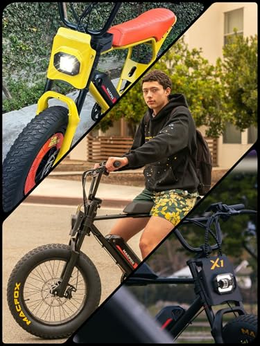 MACFOX Electric Bike for Adults - Peak 750W, 25MPH High-Speed Commuter Ebike, 30 Mile Range, 20" All-Terrain Fat Tires with Front Suspension, Off-Road/Campus E-Bicycle (X1S/Class 3)