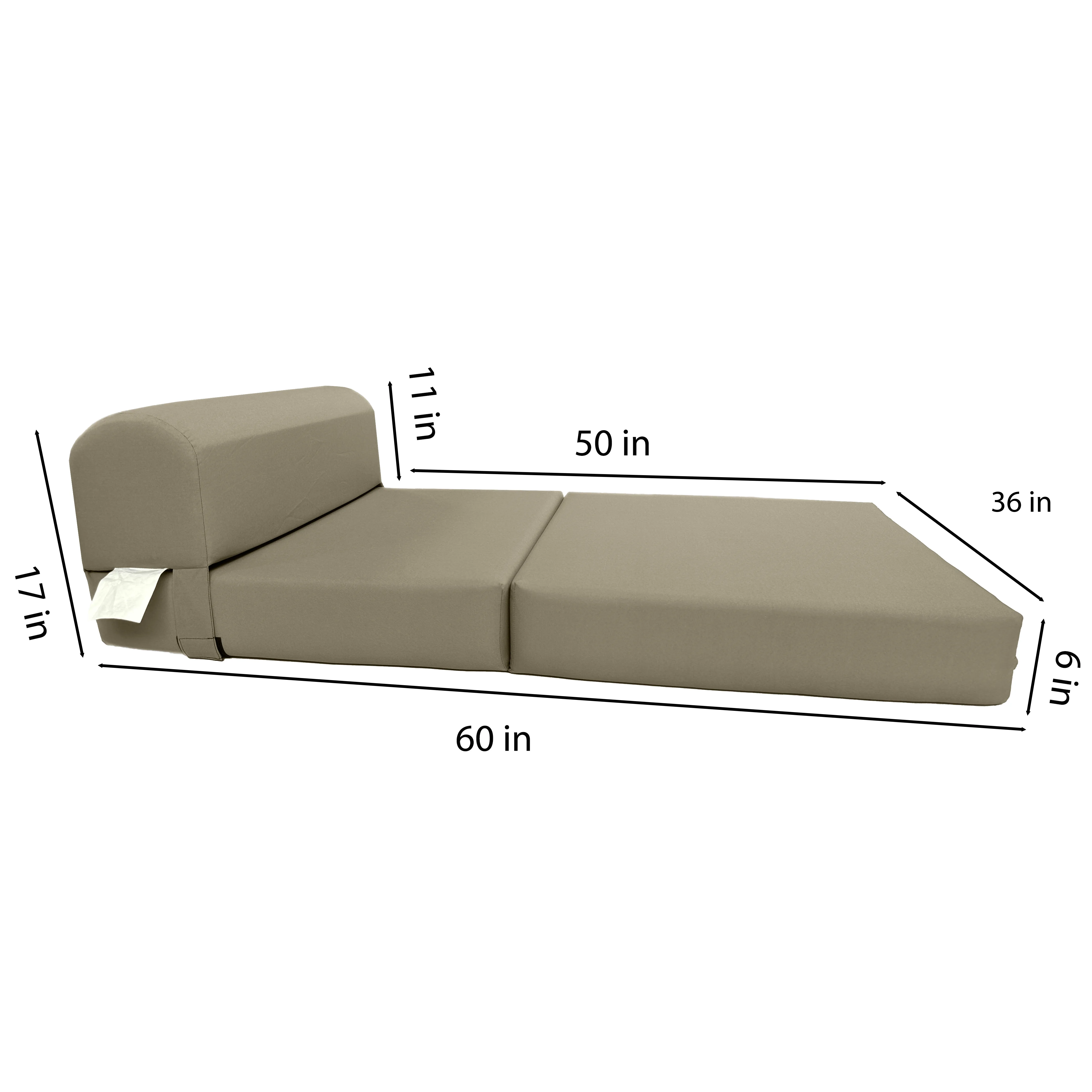 Tan Sleeper Chair Folding Foam Beds, Portable Studio Sofa Guest Bed, 6 x 36 x 70