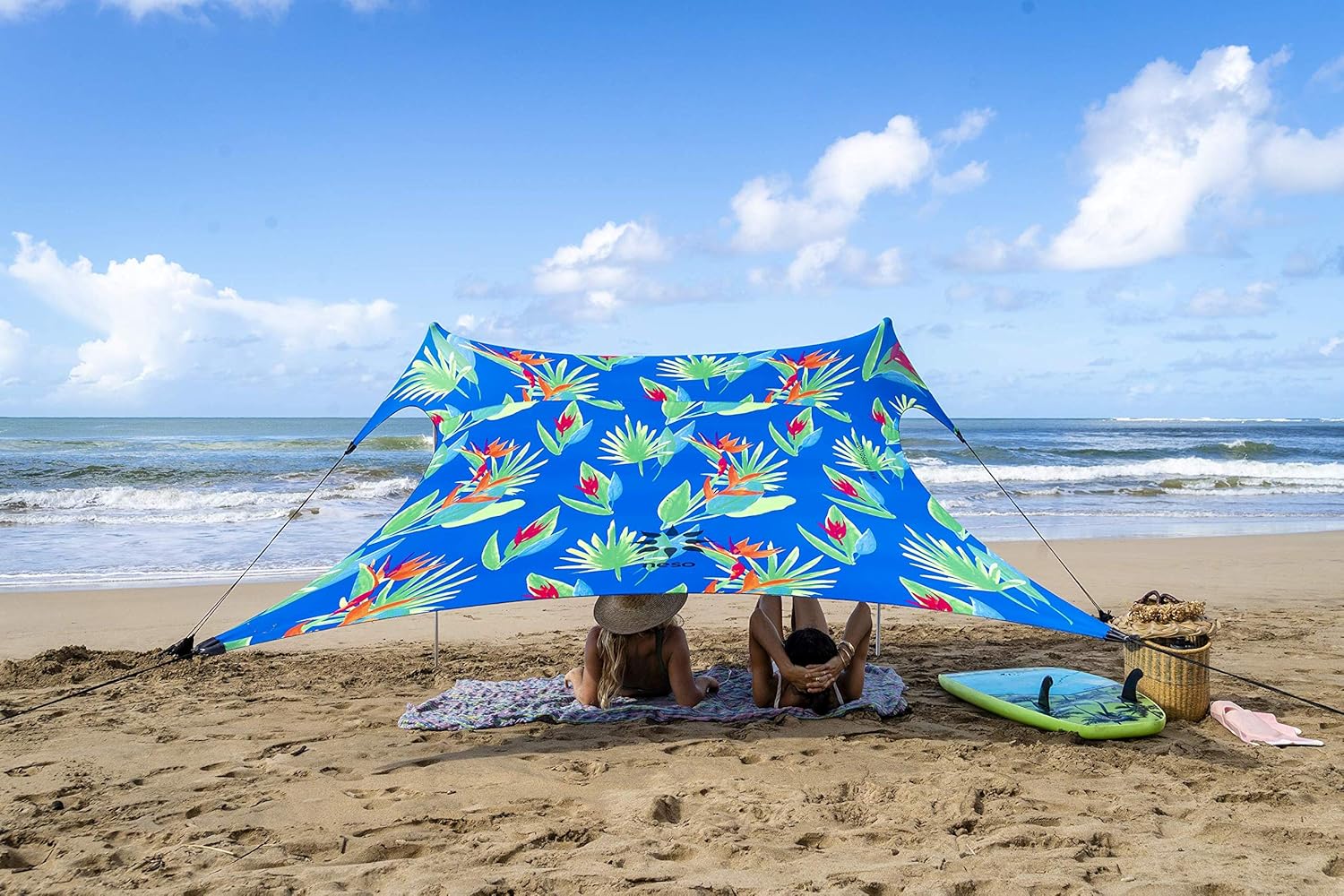Neso Tents Beach Tent with Sand Anchor, Portable Canopy Sunshade - 7' x 7' - Patented Reinforced Corners