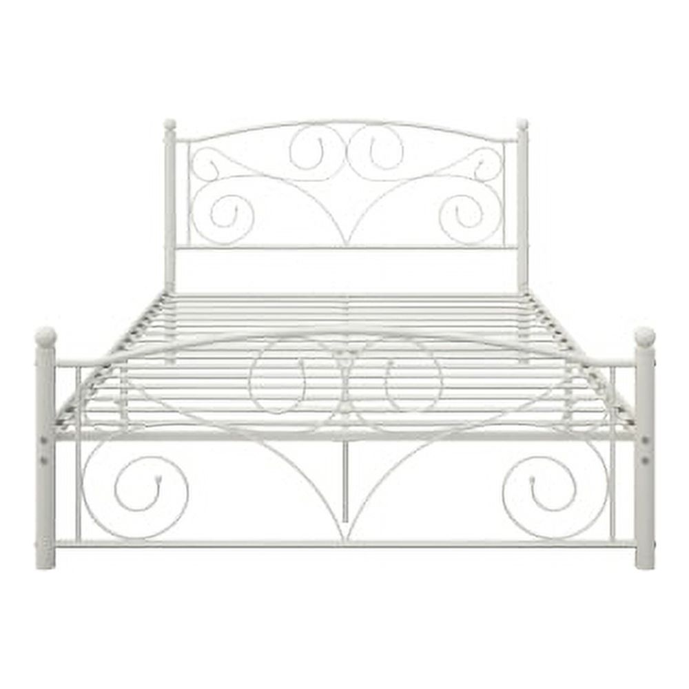 Full Size Unique Flower Sturdy System Metal Bed Frame with Headboard and Footboard - Modern Style Easy Assembly No Box Spring Needed
