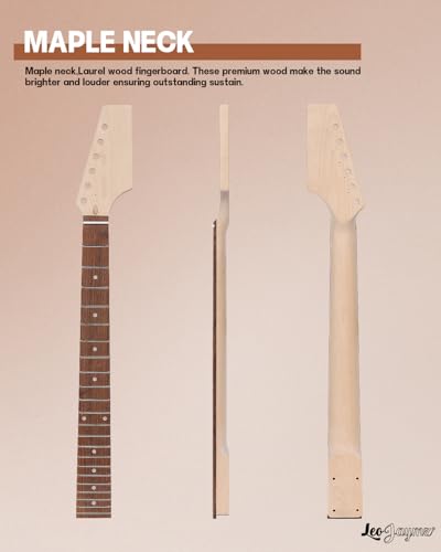 Leo Jaymz DIY Single Cut Electric Guitar Kits with Mahogany Body and Neck - Rosewood Fingerboard and All Components Included (LP Hollow)