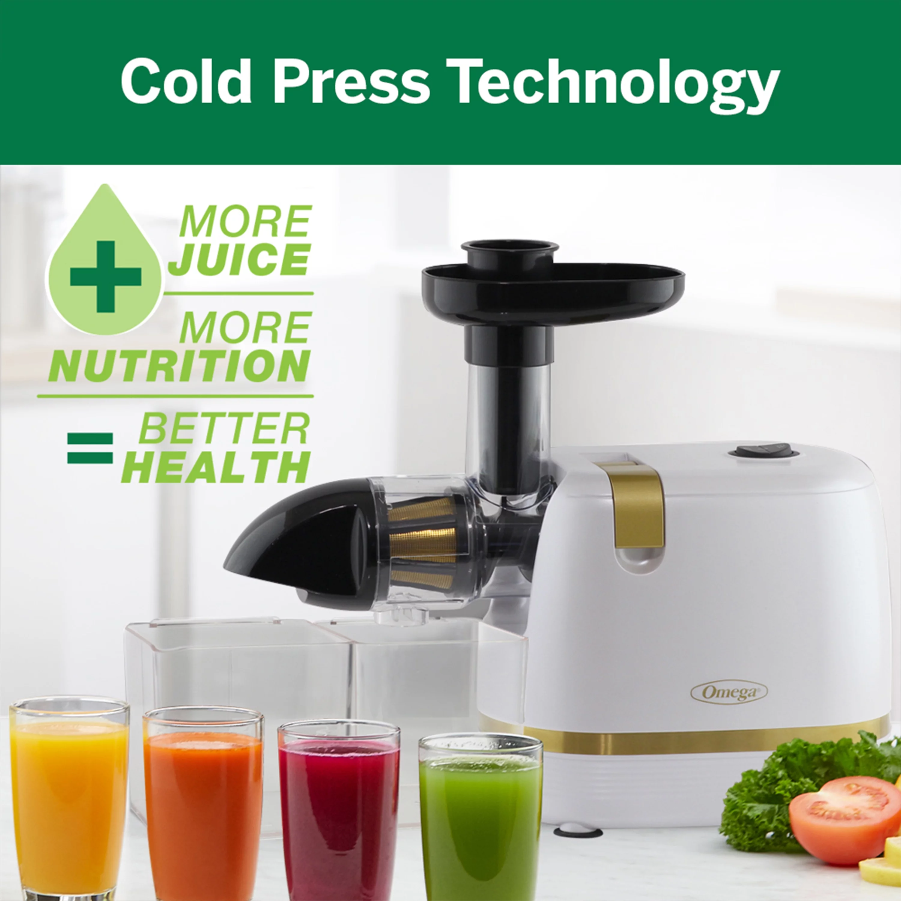 Omega Cold Press 365 Horizontal Compact Masticating Juicer, White