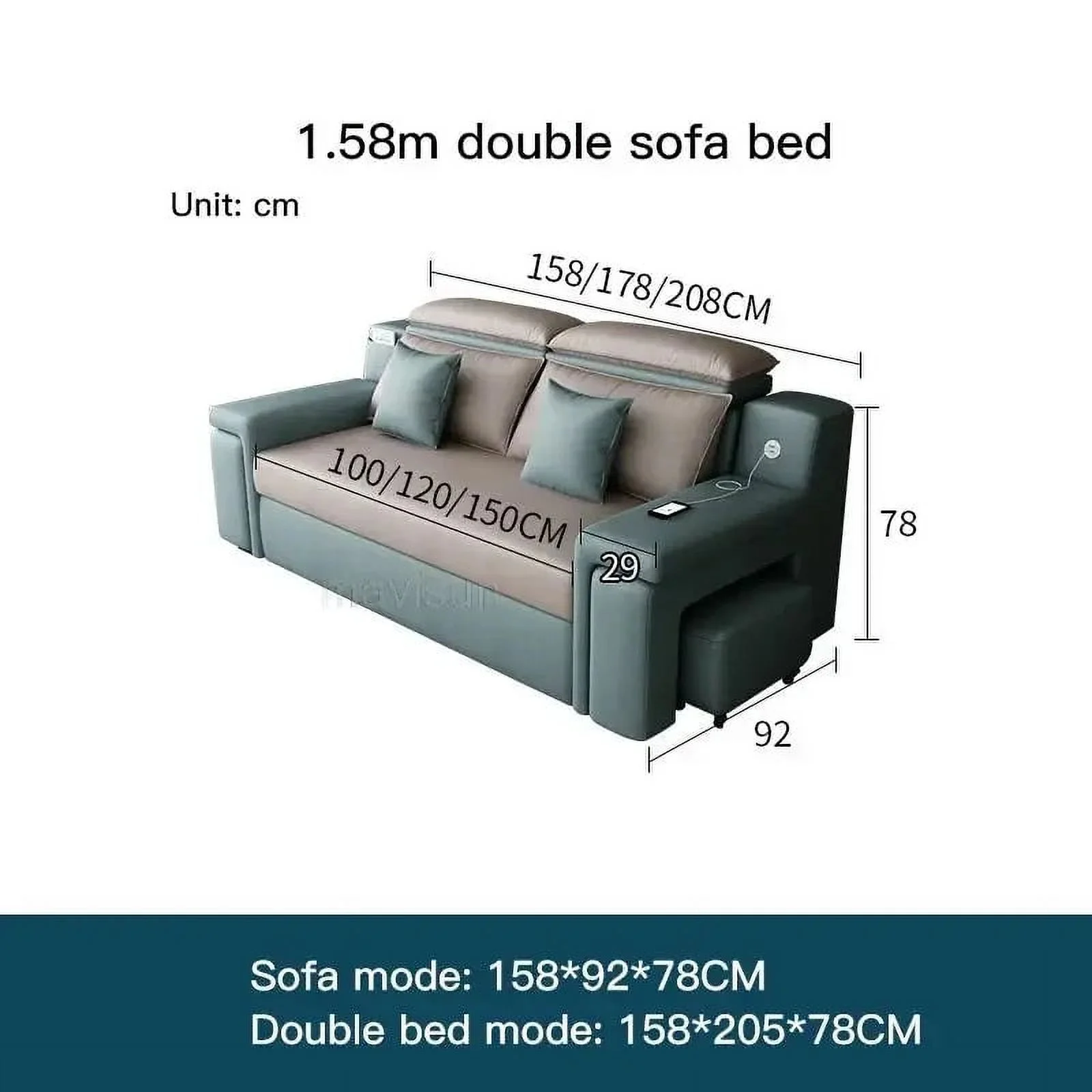 Modern Multifunctional Technology Cloth Sofa Bed Living Room Small Apartment Storage Folding Sofa Chaise Smart Home Furniture