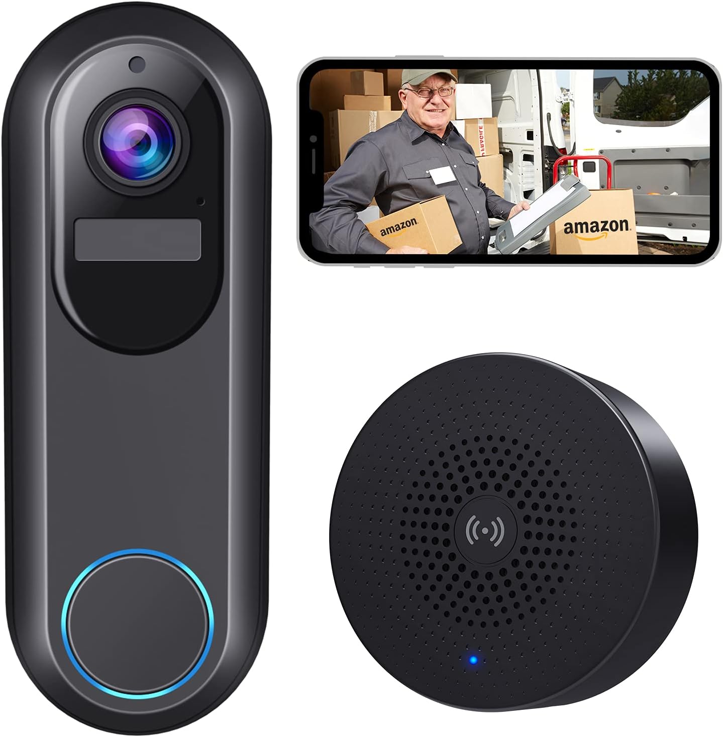 Video Doorbell Camera Wireless, Morecam Wireless Doorbell Camera with Wireless Chime, 1080P HD, Motion Detection, Night Vision, 2-Way Audio, Cloud Storage, Easy Installation Pack of 2