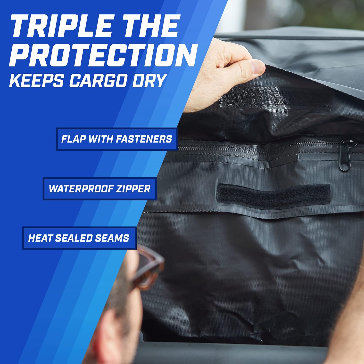Rooftop Cargo Carrier, PI Store Waterproof Car Roof Bag with Protective Mat, Extra 16 Cubic Foot Storage Carriers for All Cars with / Without Roof Racks