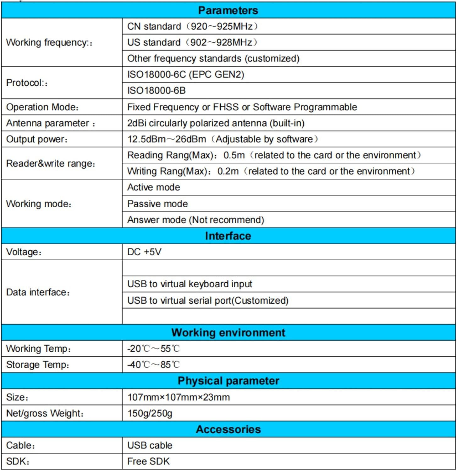 Thincol RFID Card Reader, UHF USB Desktop Reader Writer 902～928MHz Frequency, 50cm Contactless Proximity Sensor Built-in Buzzer, Compatible with ISO18000-6C, ISO18000-6B