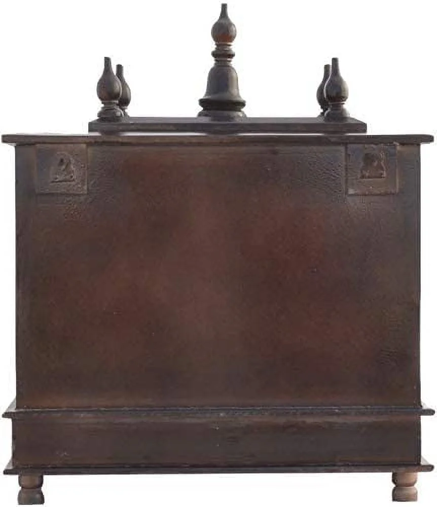 TAM Creatio Wooden Pooja Mandir Indian Hindu Decoration Puja Cabinet Temple Bhagwan Stand Mandapam Wall Hanging Decor for Home in USA (Brown)