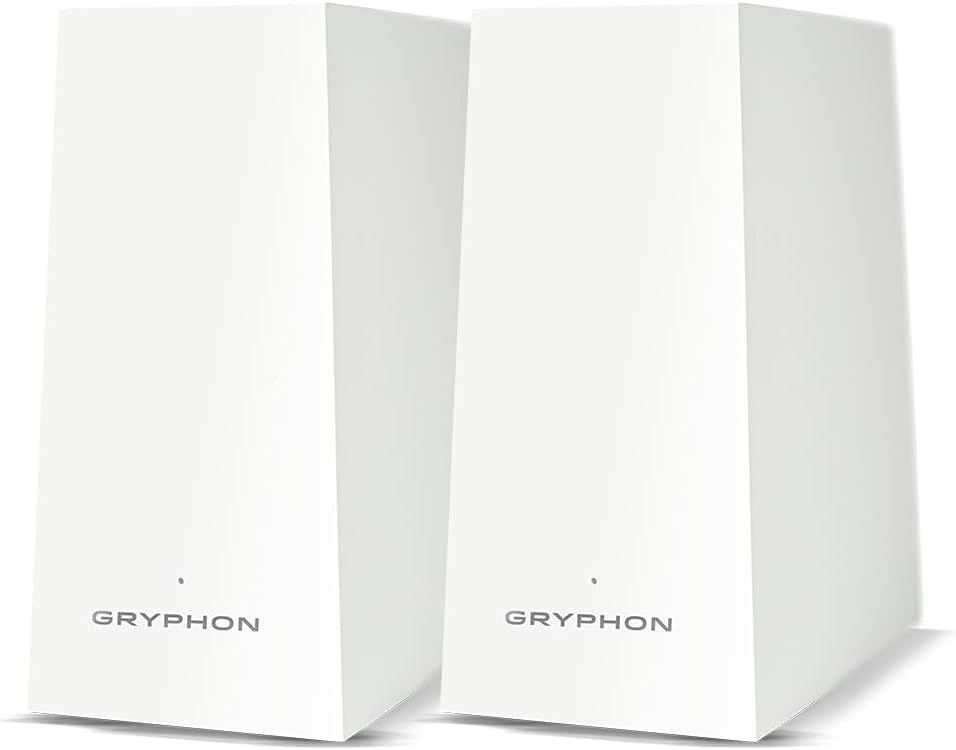 Gryphon AX Advanced Security and Parental Control Tri-Band Mesh WiFi 6 System, 3000 sqft Coverage per Mesh Router WiFi 6, Blazing Fast AX4300 Gigabit Speeds to Protect Your Smart Home- 2 Pack