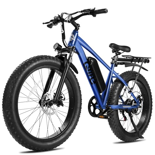 Racer Plus Adult Electric Bicycle, Peak 1000W Motor Electric Bike for Adults, Up to 28MPH 65Miles, 26x4.0 Fat Tire Electric Mountain Bike with 48V 13AH Battery, 7 Speed Front Suspension E Bike