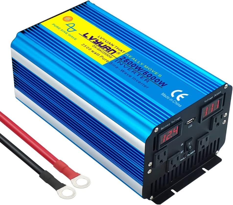 Cantonape Pure Sine Wave Inverter 4000W Power Inverter 24V to 110V DC to AC with LED Display Remote Controller for Truck RV Home Solar System