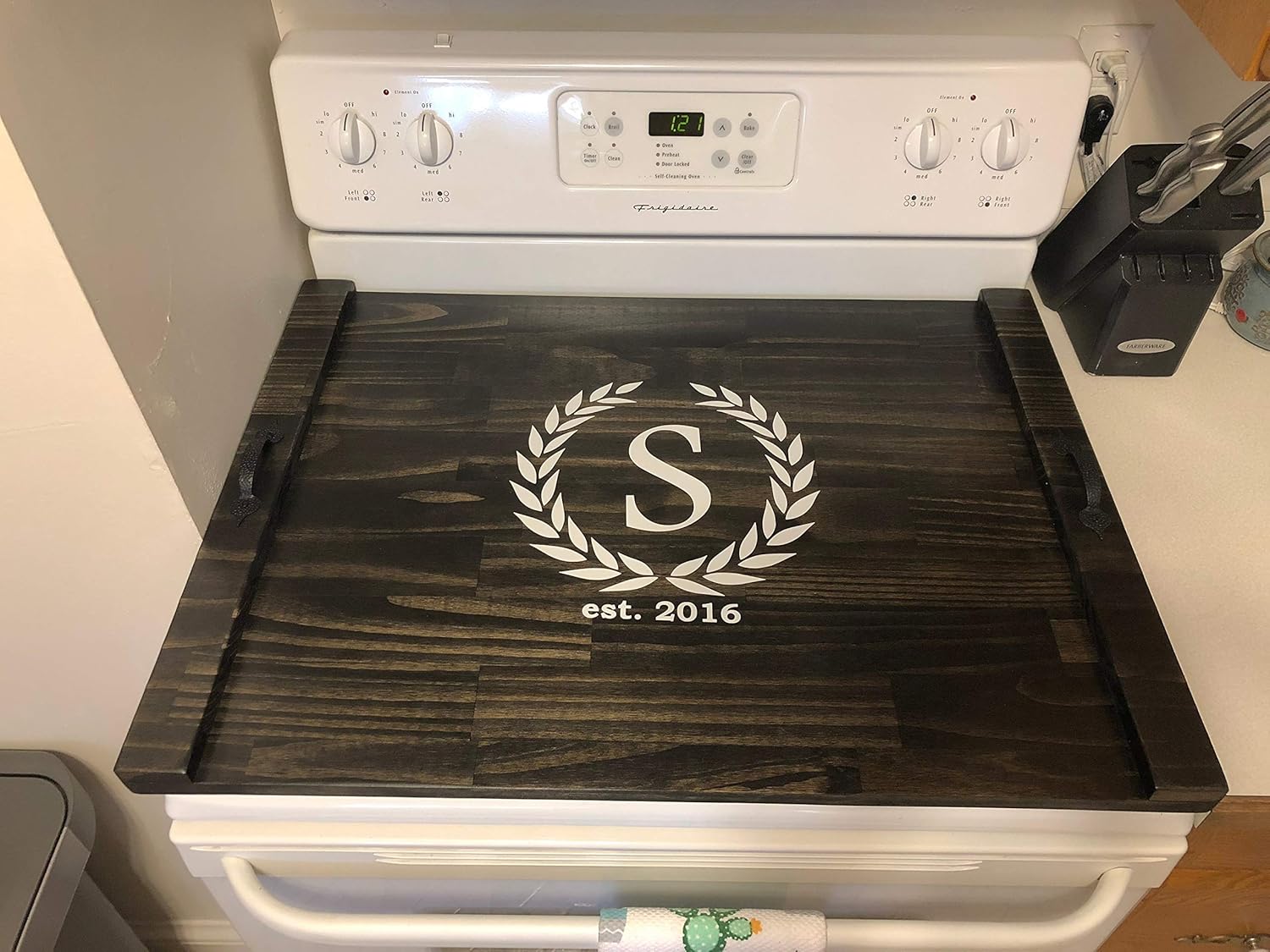 Rustic Stove Top Cover for Electric and Gas Stoves, Wooden Stove Tray, Personalized Noodle Board with Handles, Monogram Stove Cover Board, Wood Cooktop Tray, Decorative Range Tray, Stovetop Protector
