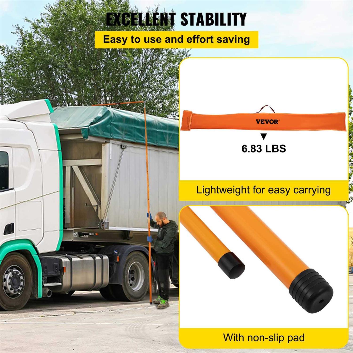 VEVOR Load Height Measuring Stick Sturdy Fiberglass Truck Height Stick with Adjustable Pole - Shop Hardware Tools Online Store