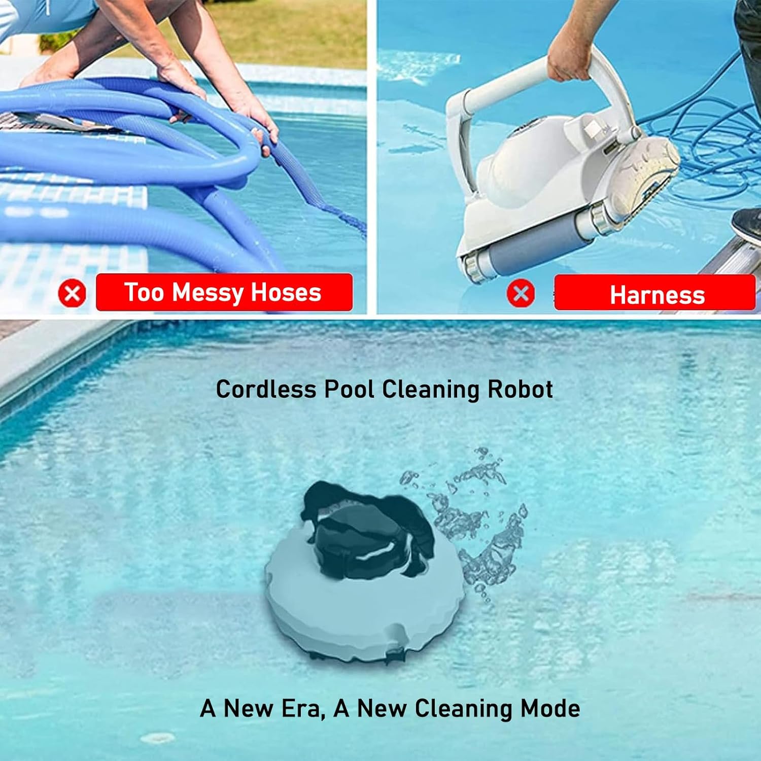 Pool Cleaner,Automatic Pool Cleaning Robot with Ultrafine Filter - Suitable for Pools Up to 860 Sq Ft - Smart Pool Cleaner - Pool Surface Vacuum Cleaner