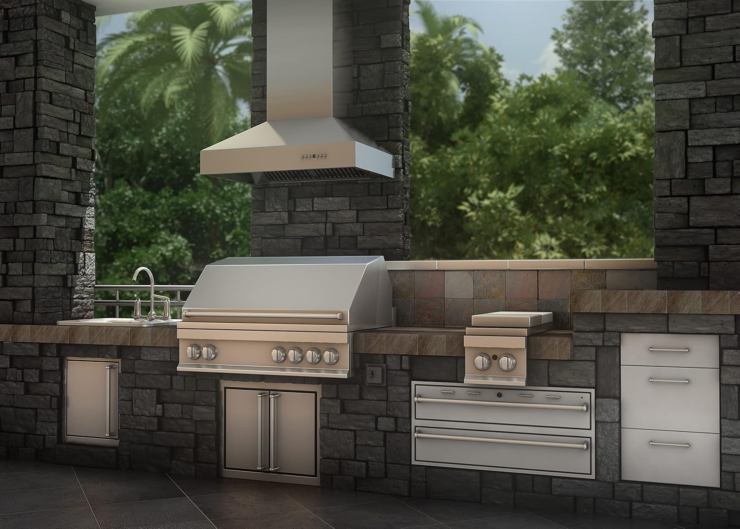 ZLINE 42" Ducted Wall Mount Range Hood in Outdoor Approved Stainless Steel (697-304-42)