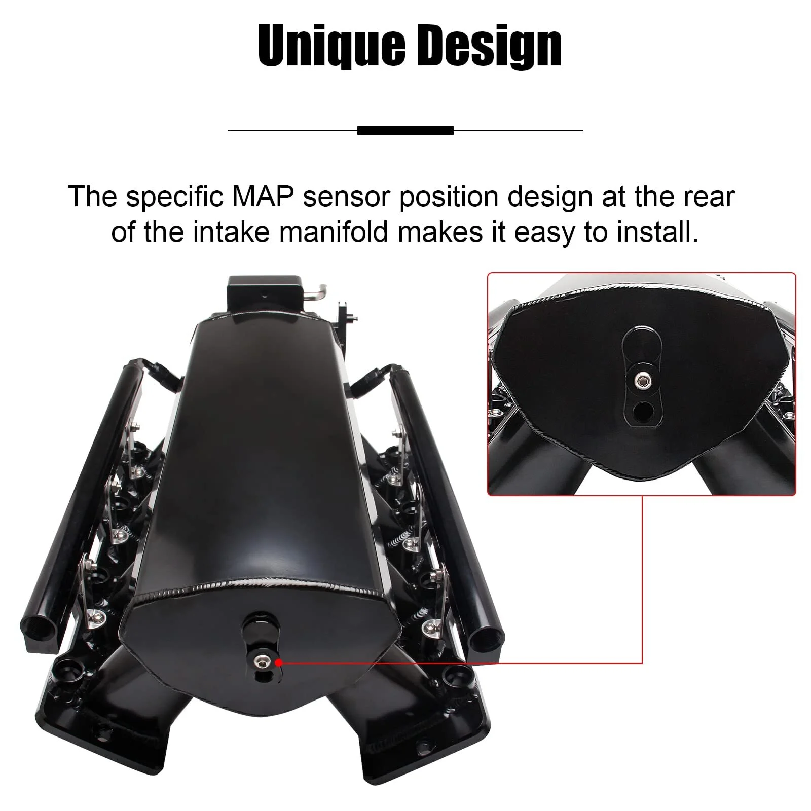 102mm Intake Manifold with Fuel Rails for Chevrolet Chevy GMC Pontiac LS LS1 LS2 LS6 (Black)
