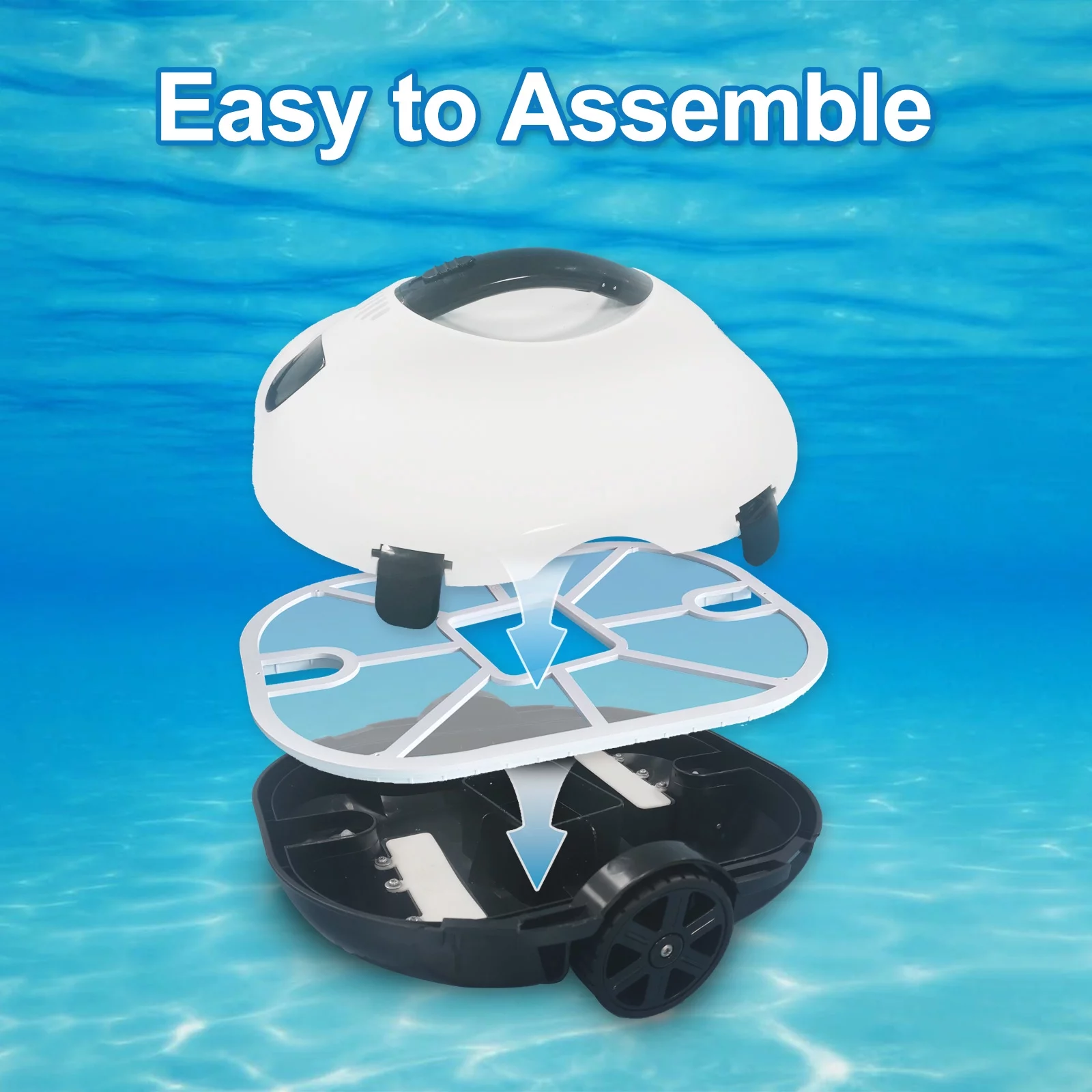 Arealer Full Automatic Robotic Pool Cleaner Self-Parking Cordless Pool Vacuum Cleaner Robot