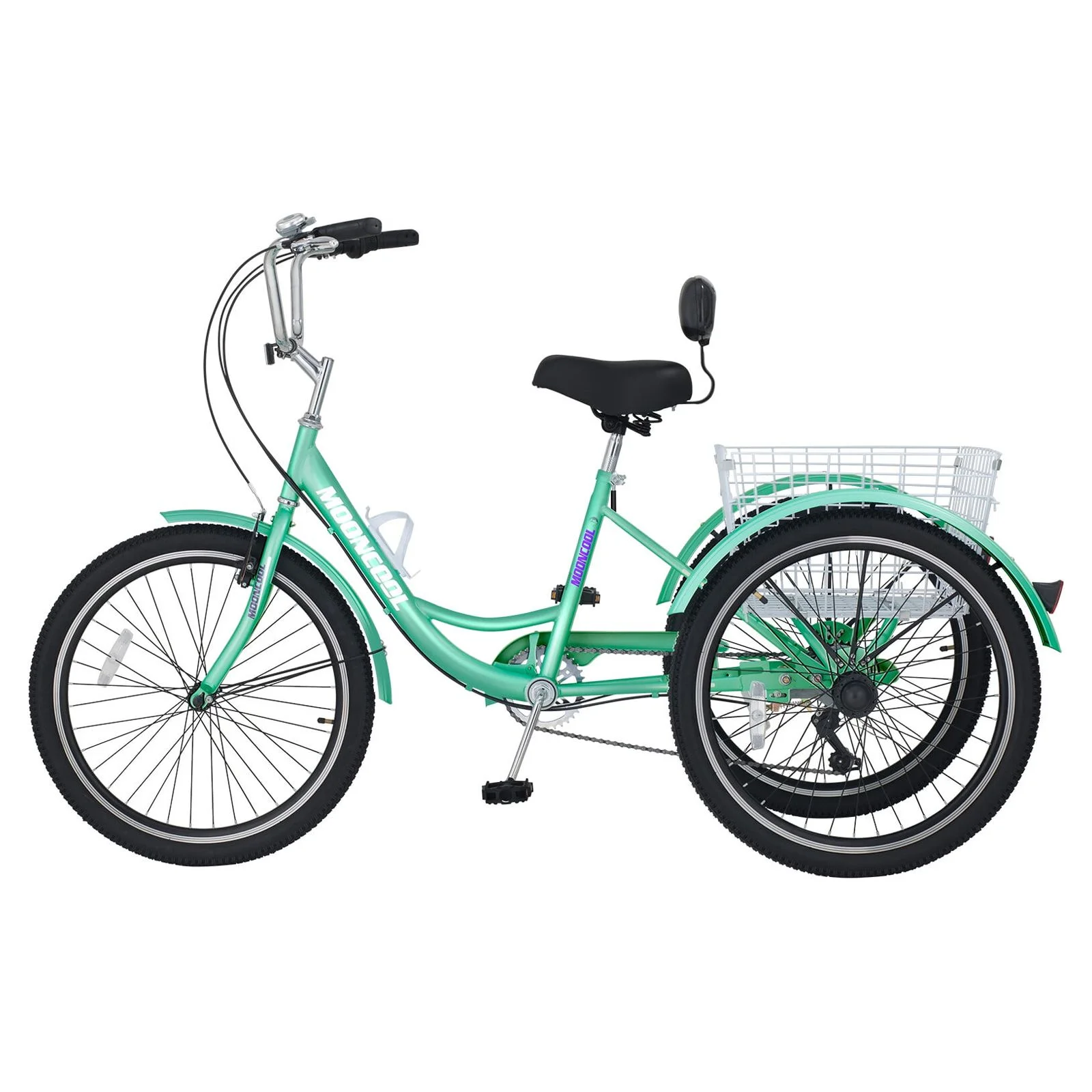 LILYPELLE 24 Adult Tricycle 7 Speed, Three Wheel Bikes for Adults 400lbs,Low-Step Through Trike Cruiser for Exercise Shopping Outdoor Activities,Cyan