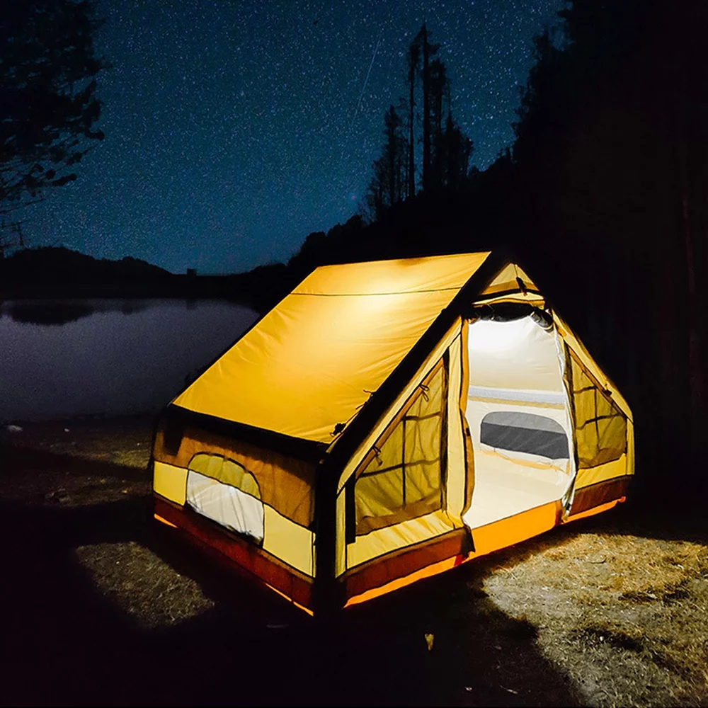 Inflatable Camping Tent with Pump, Glamping Tents, Easy Setup Waterproof Windproof Outdoor Blow Up Tent, 4 Season Oxford Cabin Tent Suitable for 3-8 people,L - Curated Treasures Market