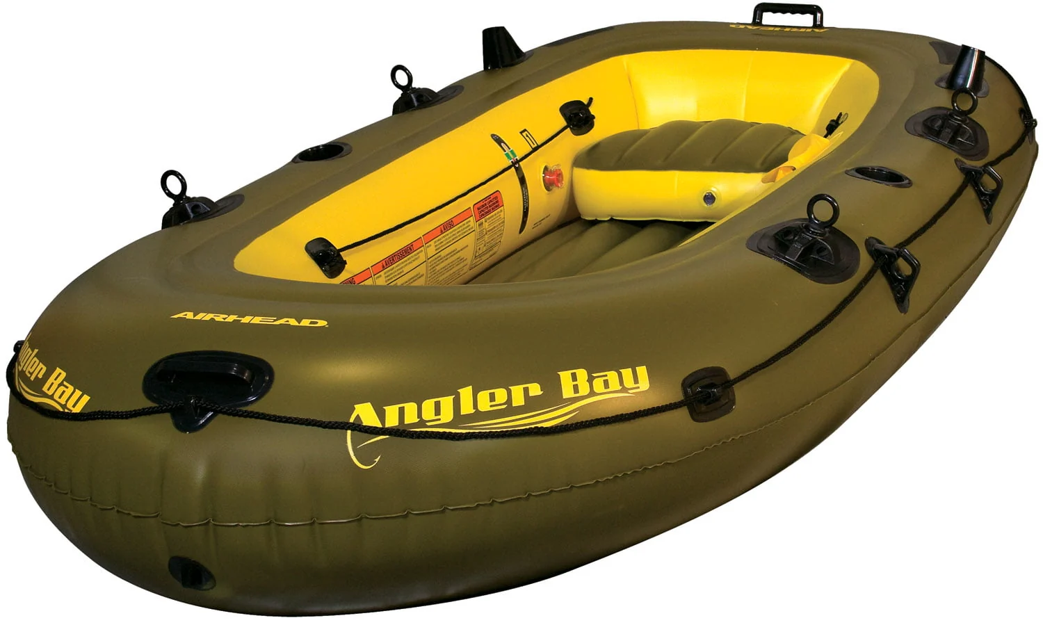Airhead Angler Bay 6 Person Inflatable Fishing Boat Raft Float, Green