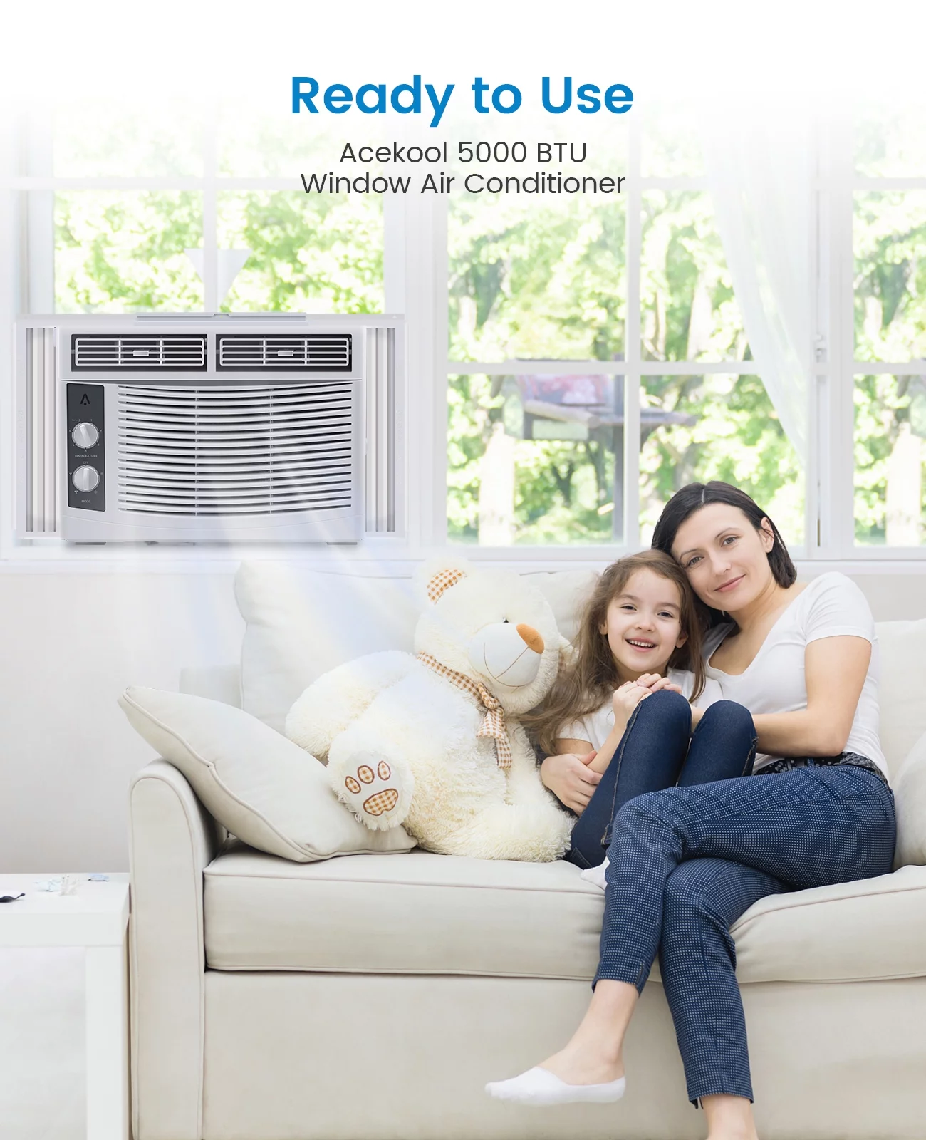 5000 BTU Air Conditioner Window Unit, Fast Cooling to 150 Sq.Ft. Window AC Unit with Easy-to-Use Mechanical Controls, Energy Savings, Quiet Operation, 110-115V
