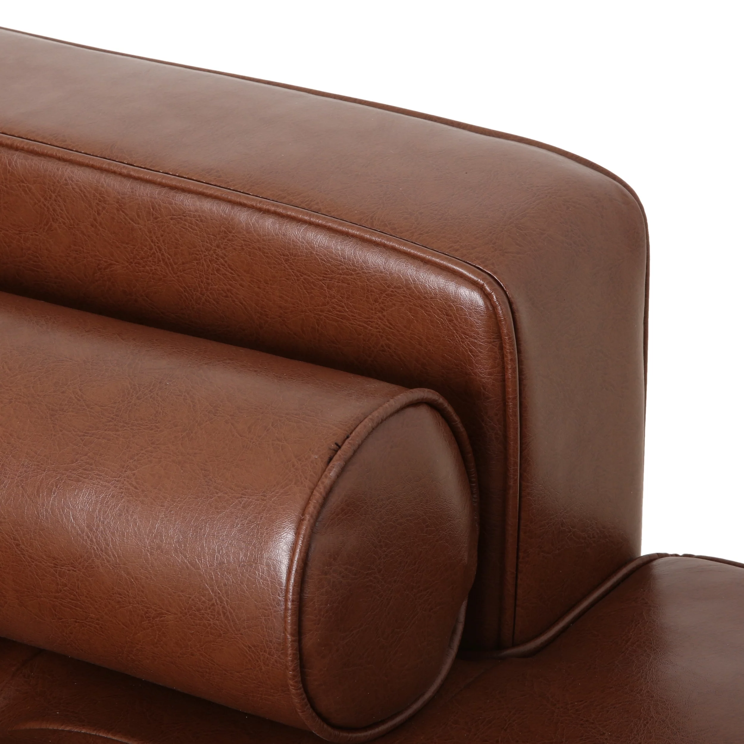 GDF Studio Hixon Contemporary Faux Leather Tufted One Armed Chaise Lounge, Cognac Brown and Espresso
