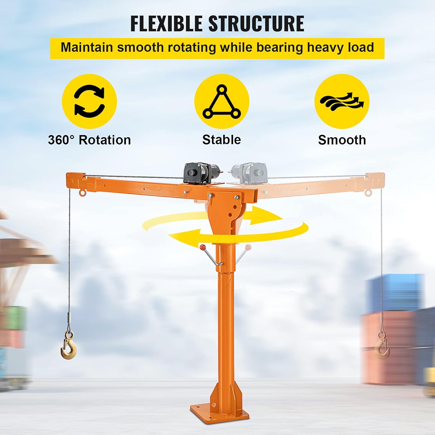 VEVOR Truck Crane Frame, Truck Bed Crane Frame with Adjustable Telescopic Boom, Jib Crane Frame with Single & Double Cable Lifting Modes, Cooperate with Hand Winch, Electric Winch, Hoist, Mini Hoist