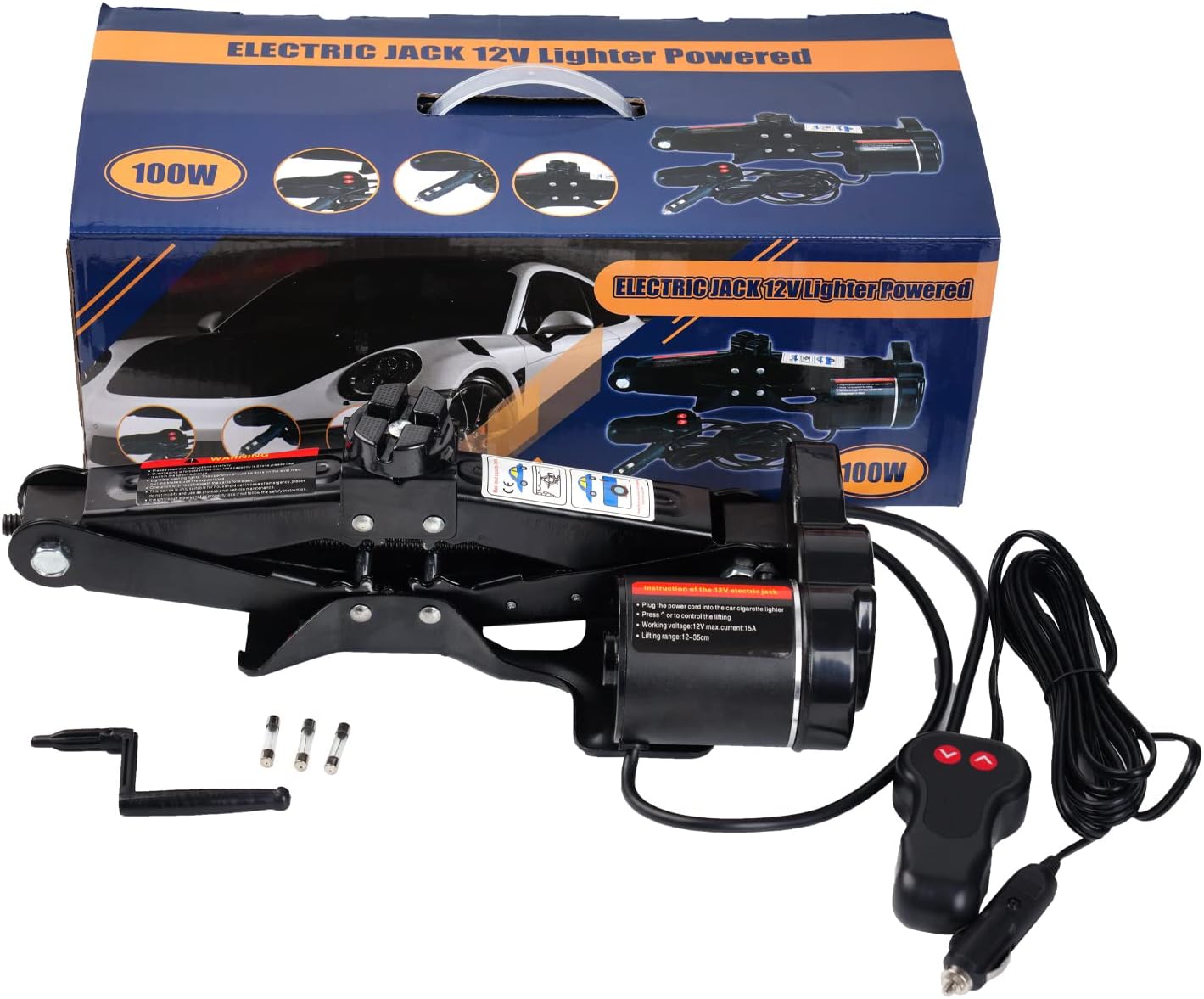 FEANISIFEI Electric Car Jack 2 Ton 12 V Compact Electric Scissor Jack Electric Jack for Car Roadside Emergency Tire Change
