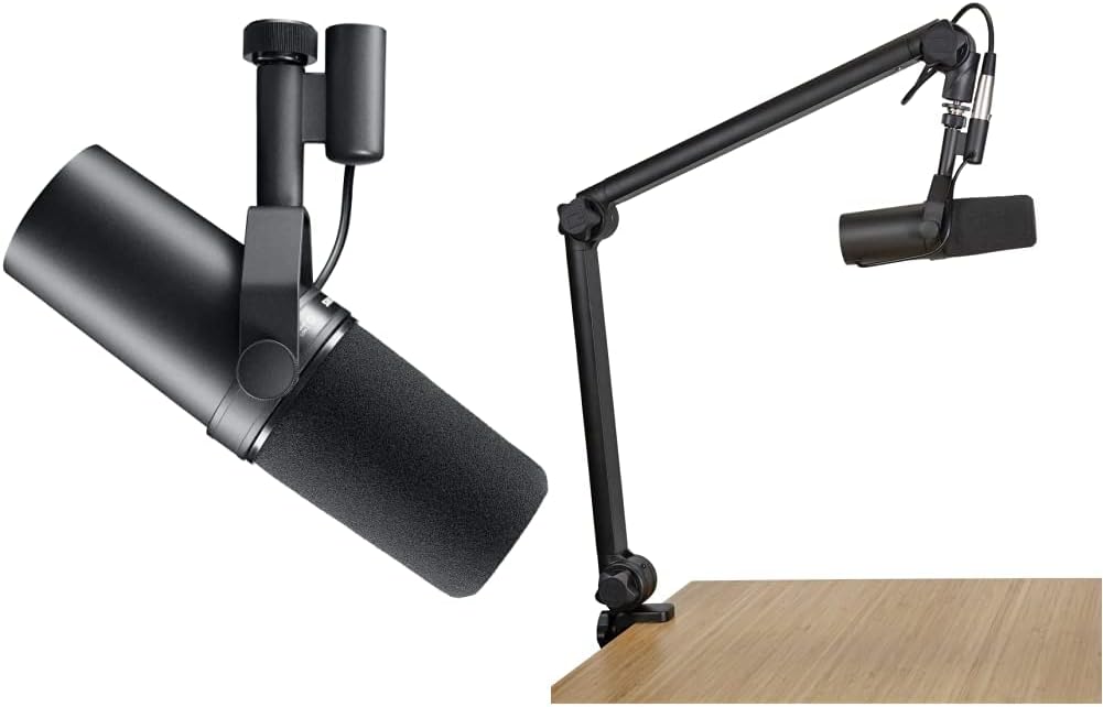 Shure SM7B Vocal Dynamic Microphone + Gator 3000 Boom Stand for Broadcast, Podcast & Recording, XLR Studio Mic for Music & Speech, Wide-Range Frequency, Warm & Smooth Sound, Detachable Windscreen