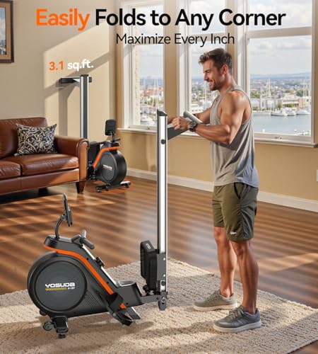 YOSUDA Magnetic/Water Rowing Machine for Home - Rower Machine Use with Bluetooth, App Supported, Rowing Machine for Taller Power Athletes, Comfortable Seat Cushion