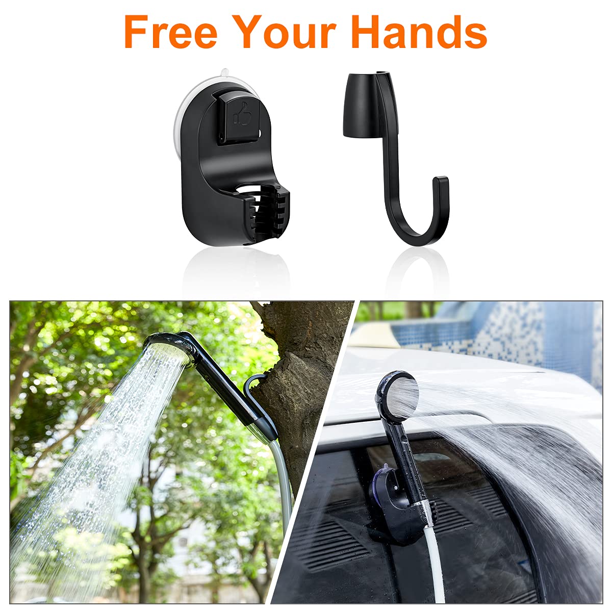 KEDSUM Portable Camp Shower, Camp Shower Head with Two Rechargeable Batteries, Portable Outdoor Shower for Camping, Hiking, Traveling JP-2040