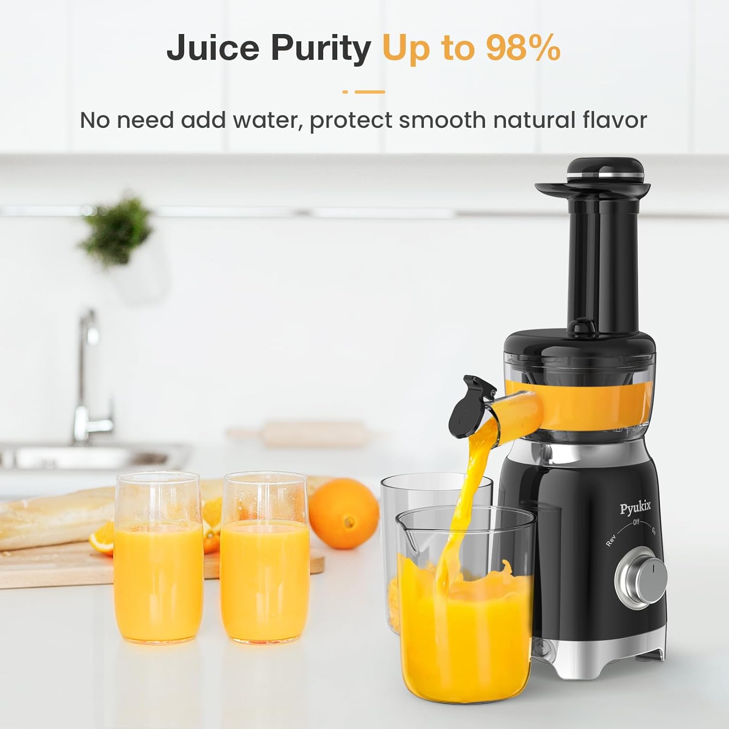 Juicer Machines, Cold Press Masticating Juice Extractor with 30% higher juice yield, Quiet Motor and Reverse Function, Dishwasher Safe, Compact design