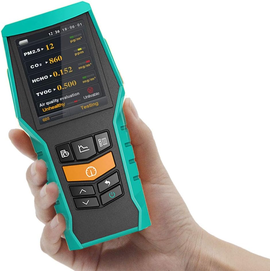 Smart 128s Air Quality Monitor Indoor CO2 PM2.5 TVOC Meter Formaldehyde HCHO Detector VOCs Pollution AQI Tester PM1.0 PM10 Dust Particle Counter Data Logger Home