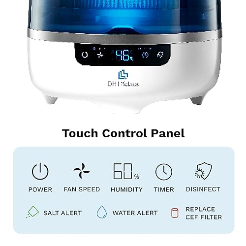 Air Purifier and Humidifier Combo, Air Purifier for Home Bedroom, Hypochlorous Acid Eliminates Bacteria Viruses Mold, Cleans & Moisturizes Air, Odor Eliminator Smoke Pets Mildew for Large Room