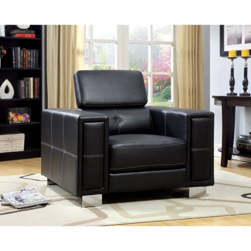 Furniture of America Carleen Contemporary Leatherette Arm Chair, Black
