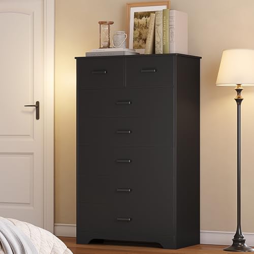 Hasuit Tall Dresser for Bedroom, White Large Chest of Drawers, 55.6'' High Dressers with 7 Drawers, Modern Wooden Vertical Storage Clothes Closet Organizer