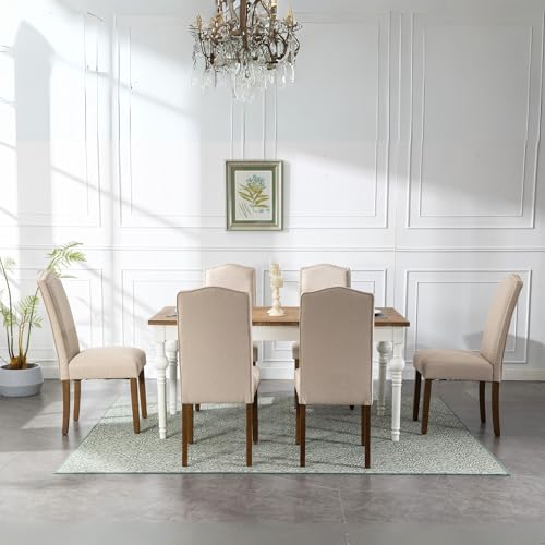 Stylish Upholstered Parsons Nailhead Trim and Sturdy Solid Wood Legs dining chair, Set of 4, Smoky Grey