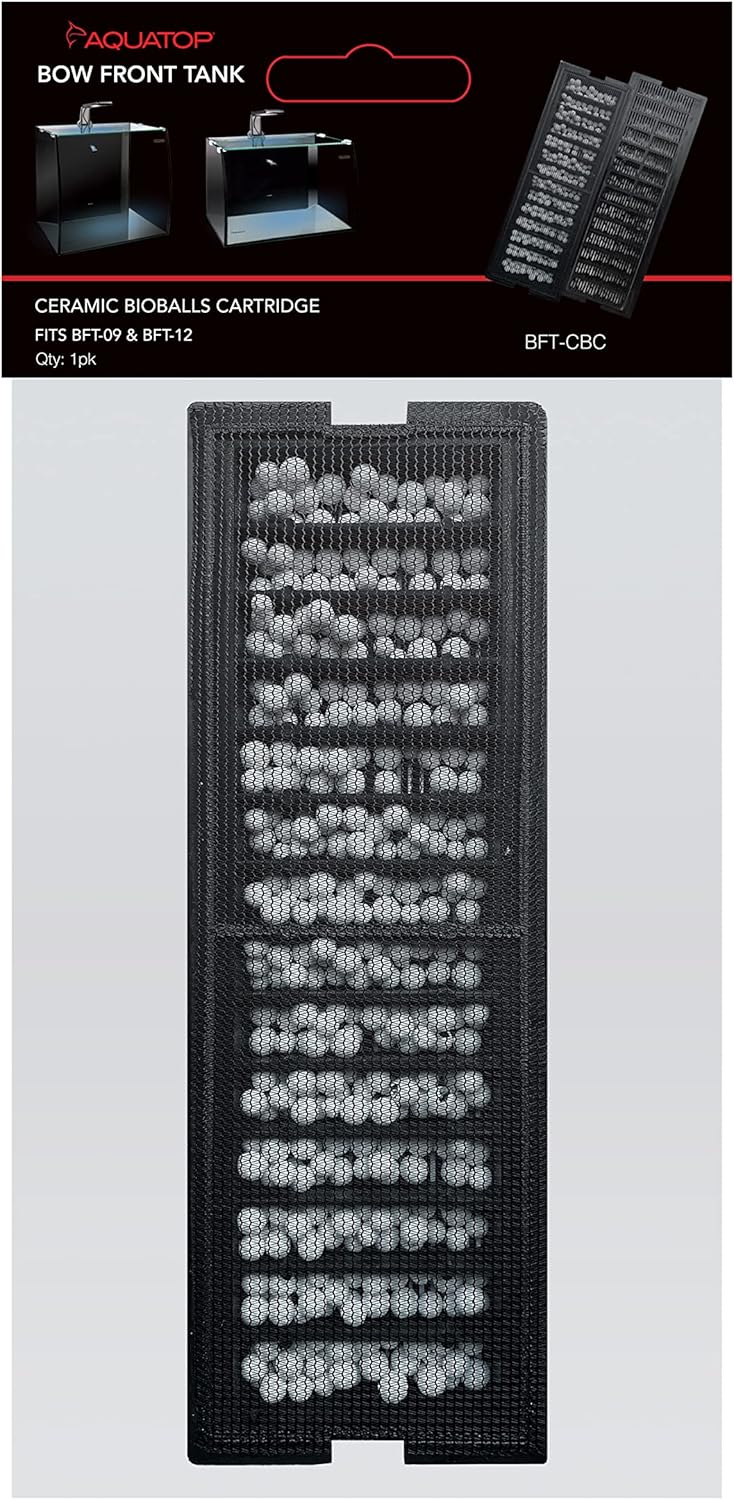 Aquatop Veritcal Bowfront 8 Gallon Glass Aquarium w/Filtration Cartridges & Mini Fish Tank Heater