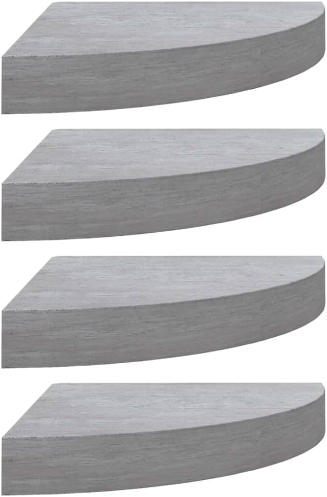 Modern Style Floating Wall Shelves, 4 pcs MDF Corner Display Shelf Set, Decor Wall Mounted Rack Units for Bathroom Kitchen Living Room 13.8" x 13.8" x 1.5"