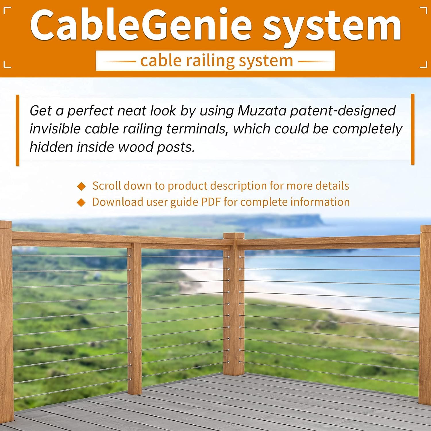 Muzata 32Set Cable Railing Kit 1/8 Swage Toggle Turnbuckle Hardware T316 Stainless Steel for Wood Post WoodEasy System Angle 180��Adjustable Stairs Deck 32 Cable Lines CK07 NN1,CA4 CA5