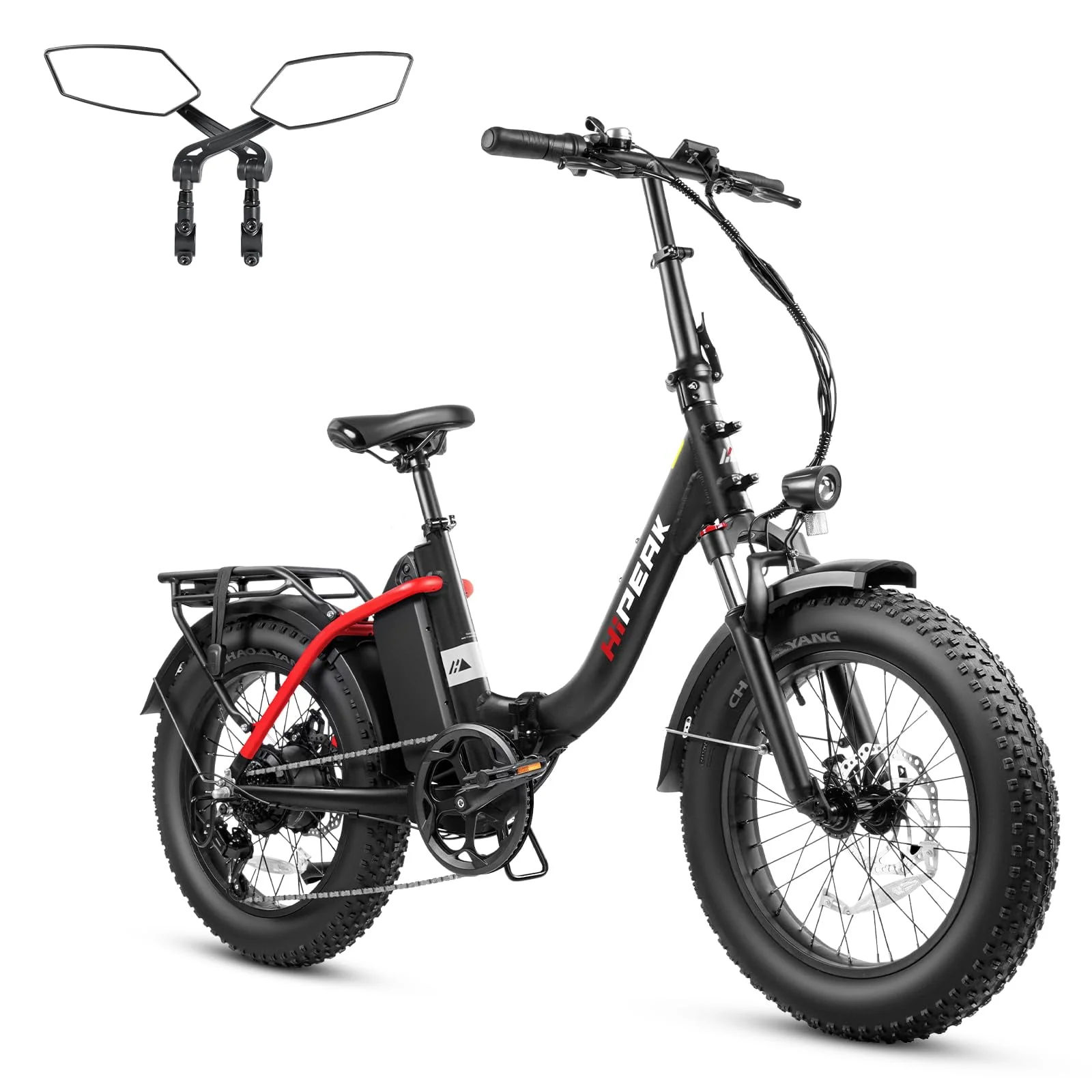 Hipeak 750W Electric Bike for Adults Folding Ebike 48V 15Ah 20 x 4.0 Fat Tire Electric Bike with Removable Battery, Foldable Adults Electric Bicycles 25MPH Front Suspension