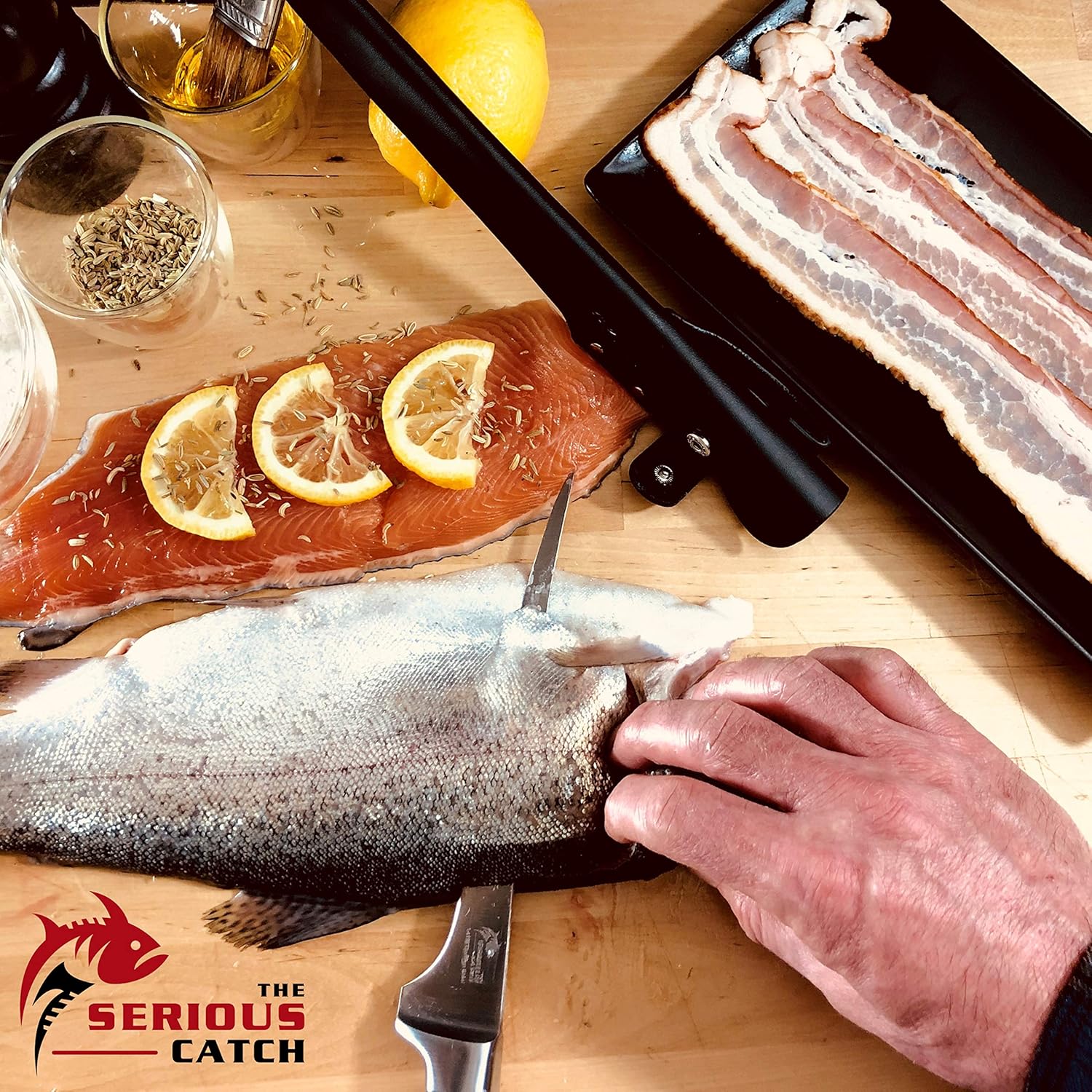 The Serious Catch 7-In Fish Fillet Knife With Sheath - Premium German High-Carbon Steel - Leather Sheath Ideal for Indoors and Outdoors - Use to Fillet Fish and Meat