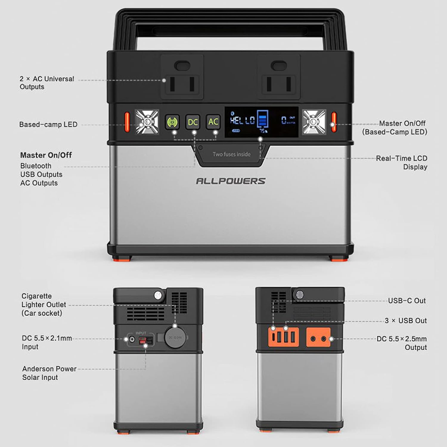 ALLPOWERS Mini Portable Power Station 300W, 288Wh/110V/78000mAh Backup Battery Power Supply with Portable Solar Panel 100W, Foldable Solar Panel Charger for Home Use Camping Emergency