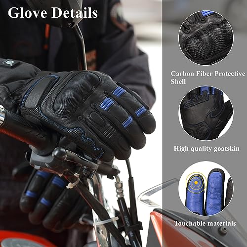 Savior Professional Heated Motorcycle Gloves for Men Women,Dual Mode Electrically Heated Waterproof and Windproof Gloves with 12V Charging Cord,Suitable for Winter Riding,Skiing,etc.