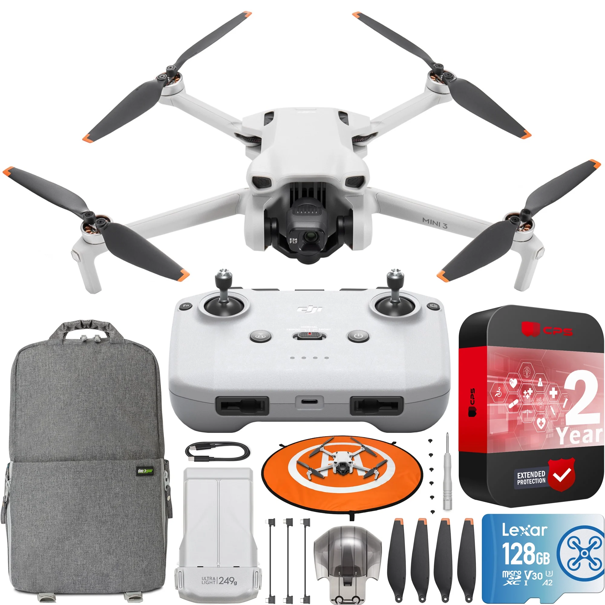 DJI Mini 3 Camera Drone Quadcopter with RC-N1 Remote (No Screen), 4K Video, 38min Flight Time, True Vertical Shooting, Intelligent Modes Bundle with Deco Gear Backpack + 128GB Card & Accessories - Curated Treasures Market