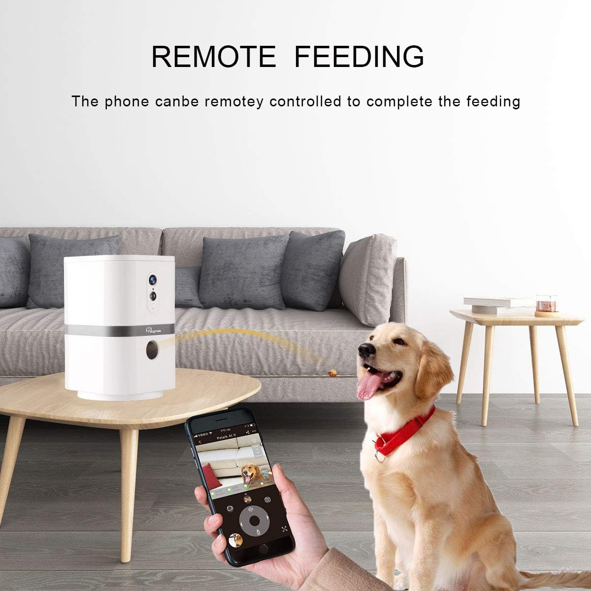SKYMEE Petalk AI II Dog Camera Treat Dispenser, WiFi Remote Pet Camera with 180° PTZ and Night Vision, Compatible with Alexa