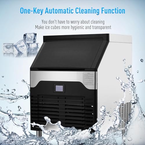 Commercial Under Counter Ice Maker Machine - 160LBS/24H, 100 Lbs Capacity, Industrial Ice Ready in 5-15 min - Freestanding Stainless Steel Ice Maker for Bar Restaurant