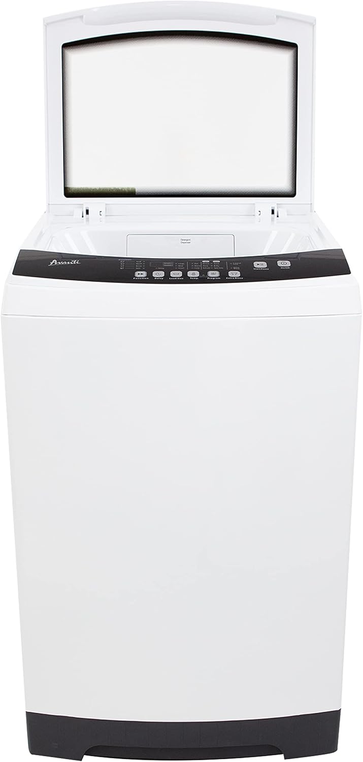 Avanti STW30D0W Portable Washing Machine 3.0 Cu. Ft. Capacity, Top Loading with Hot and Cold Water Inlets, 6 Cycles, Compact for Apartments Dorms and RVs, White