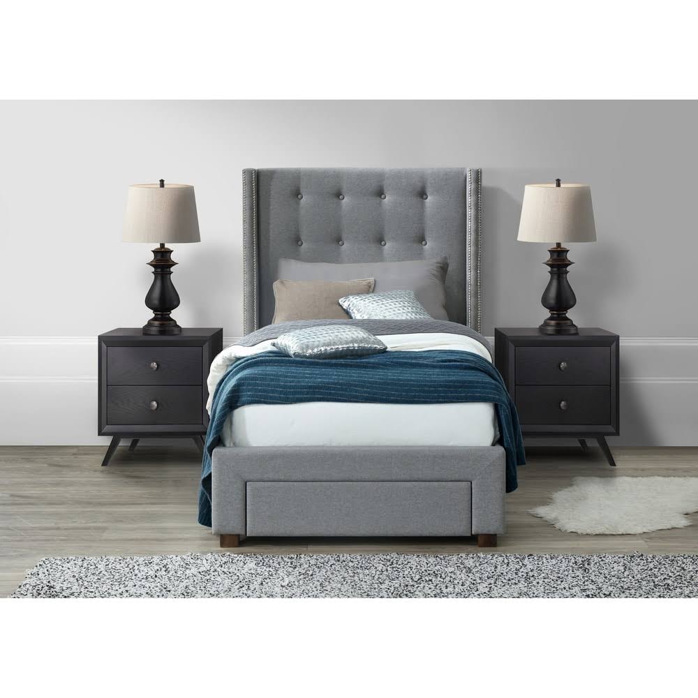 Strick u0026 Bolton Roth Grey Linen Wingback Storage Bed - Full