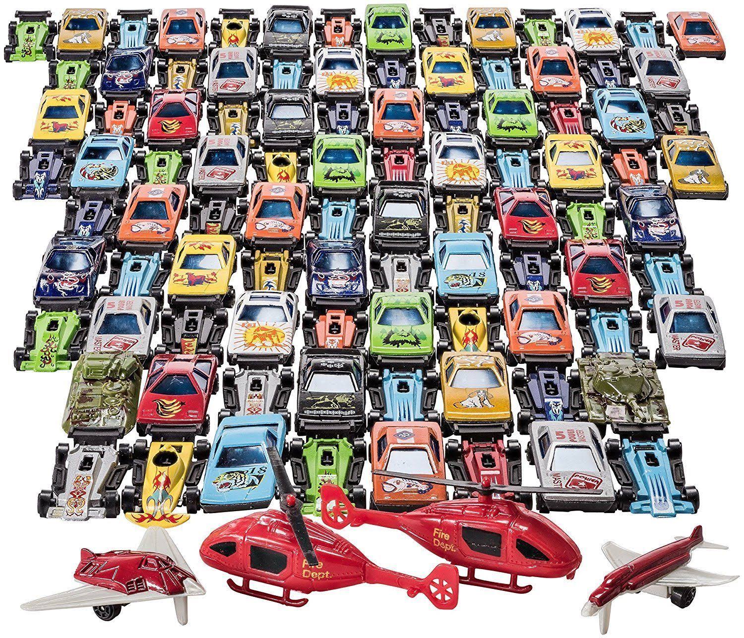 Prextex 100 PC Die Cast Toy Cars Party Favors or Cake Toppers Cars Toys for Kids