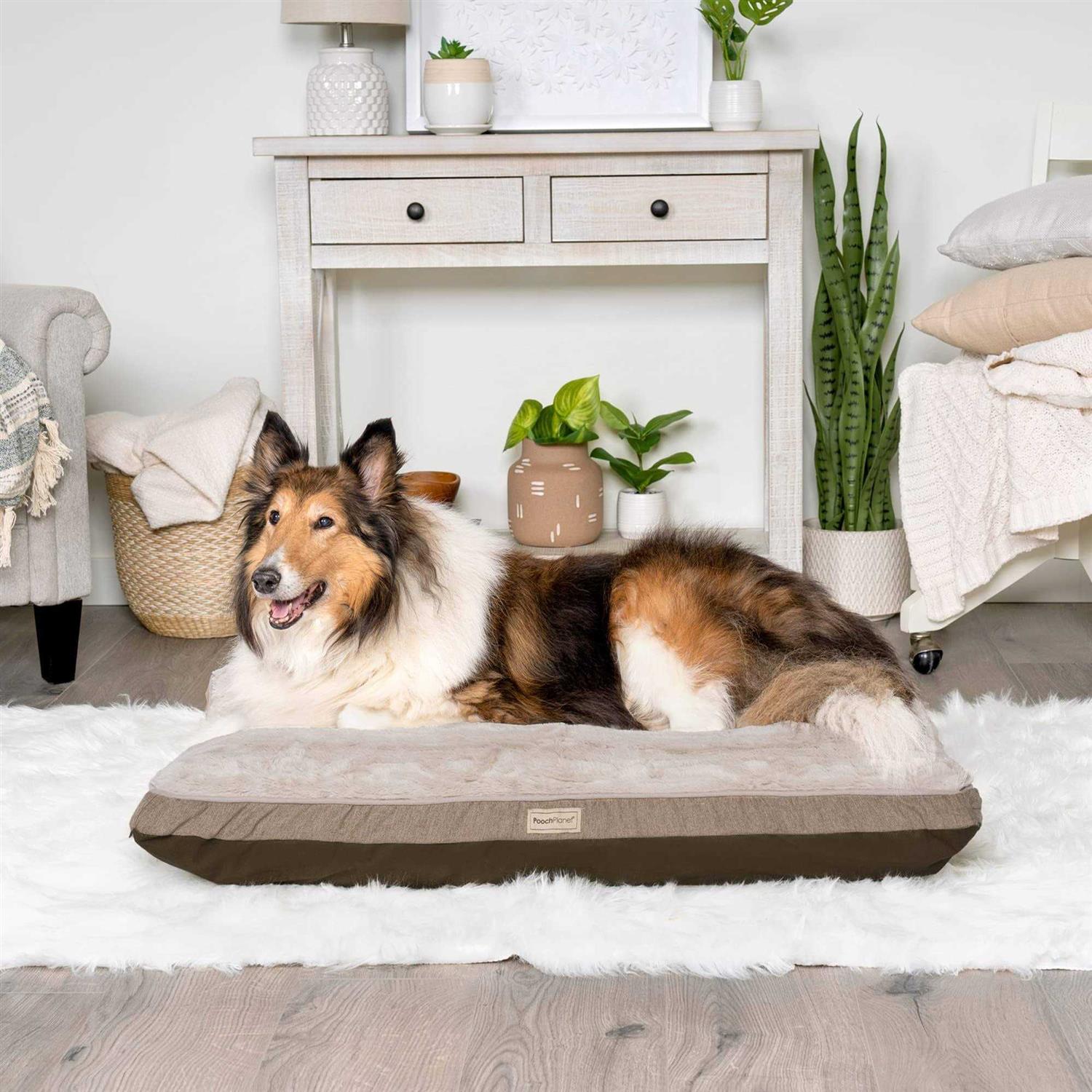 Pooch Planet Large Memory Foam Mix Dog Bed Plush Mattress w/Removable Washable Cover - Pet Supplies online store